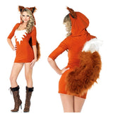 Sexy Christmas Ladies Costume Halloween Cosplay Big Tail Wolf Role Play Party Maid Seduction Santa Claus Gift Womens Uniform