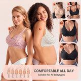 Bras for Women No Underwire Scalloped Wireless Push Up Bra Seamless Full Coverage Supportive Plus Size Tshirt Bra, Soft Breathable Comfortable Bralette, Leopard & Polka Dot Print Ice Silk Bra