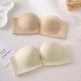 Front Fasten Balconette Bra Strapless - Lift Support Bralette Petite, Non Slip Invisible Comfort Everyday Wear Enhance Small Cup