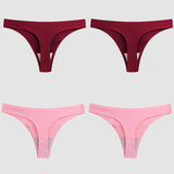 WarmSteps 4PCS/Set Sexy Women Panties Silk Satin Female Thongs Lingerie Soft Cozy Underwear Hot G-Strings Seamless Sports T-Back