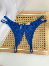Custom Name Crystal Letter Briefs Sexy Lace Crotchless Knickers Hollow Waist Panties Open Gear Underpants Girlfriend Wife Gift