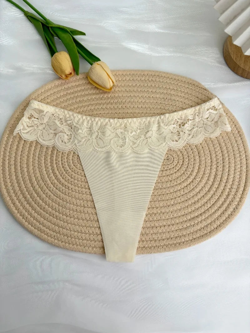 Personalized Custom Thong Name Crystal Letter G-String Low Waisted Lace Thong Ice Silk Bikini Panties Hot Wife Girlfriend Gift