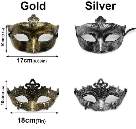 1PC Masquerade Mask Vintage Prince Mask Black Antique Copper Half Face Mask Plastic Retro Crown Masks Women Party Decoration