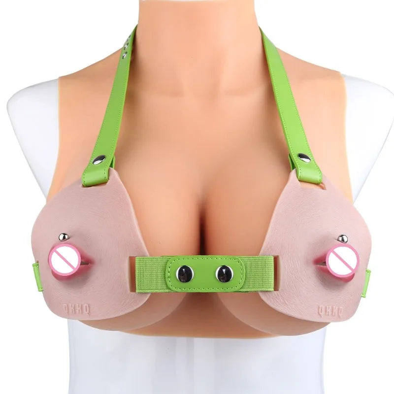Female Fake Mouth Lip Ring Labia Wearing Silicone Lingeries Exotic Accessories Adjustable Underwear Couple Play Woman Adult Toys