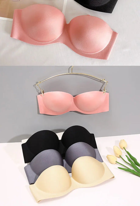 FINETOO 2Pcs Women Invisible Bras Front Closure Bra Sexy Push Up Bra Female Brassiere Strapless Seamless Backless Bralette