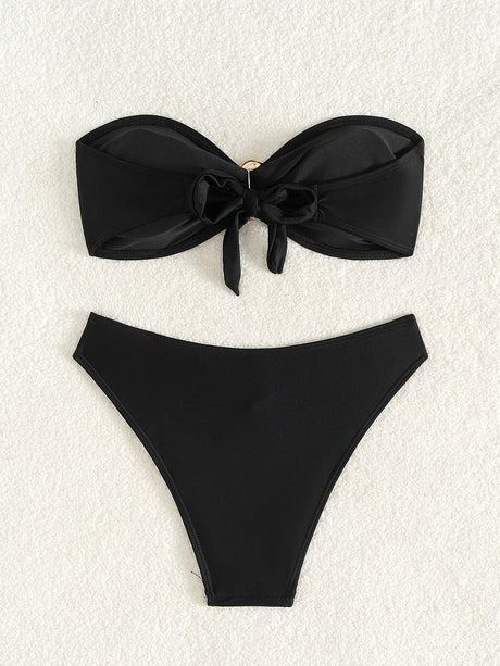 Sexy Cut-Out Bikini Set - Trendy Swimwear for Beach Goddesses Stunning Strapless Bikini Top Two-Piece Swimwear for Women