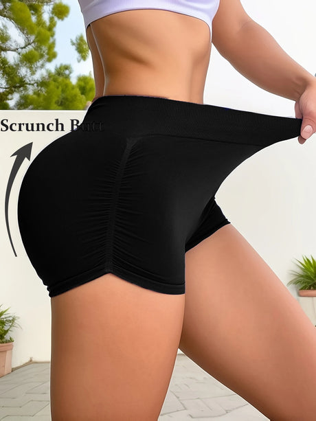 Women High Waist Seamless Yoga Shorts Scrunch Butt Lift Elastic Workout Biker Shorts Stretchy Tummy Control Gym Fitness Running