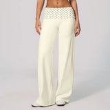 Fashion Polka Dot And Striped Wide Leg Pants For Women Fold Over Waist  Bell-bottoms Flare Yoga Pants Push Up Workout Leggings