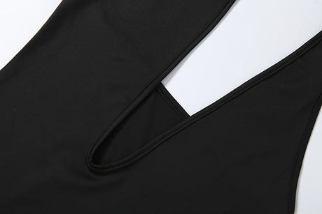 Cutenew Halter Classic Bodysuit Women Sexy Fashion Deep V-Neck Sleeveless Simple Daily Stretch Skinny Chic Workout Streetwear