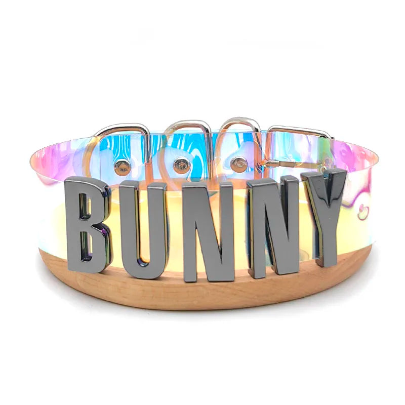 Punk Customized Black Letters BUNNY HOTWIFE Choker Collars DIY Personalized Custom Name Necklace Sexy Cosplay Party Jewelry