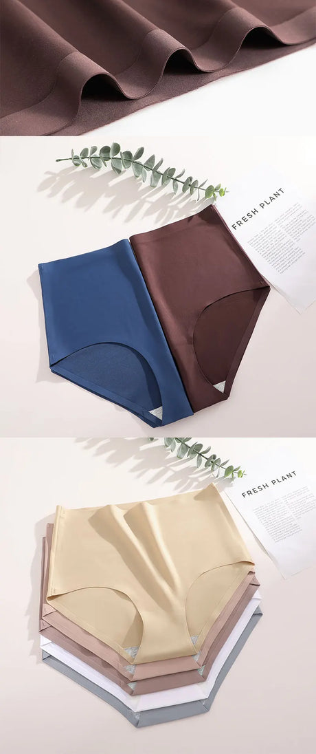 FINETOO 5Pcs Women's Panties Seamless Underwear Invisibles Briefs High Waist Full Coverage Breathable Moisture Wicking Underpant