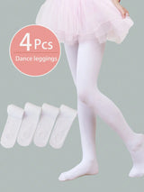 4PCS Girls Convertible Footed Dance Tights Nylon Spandex Ballet Leggings for Kids 2-14Y Girls Class Training Practice Wear