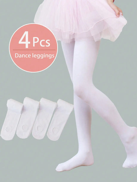 4PCS Girls Convertible Footed Dance Tights Nylon Spandex Ballet Leggings for Kids 2-14Y Girls Class Training Practice Wear
