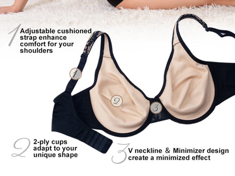 Sheroine Sexy Plus Size Minimizer Bra, Lace Underwire Non-Padded Lingerie for Women Lifting Support Comfort
