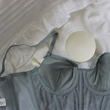 Three-Dimensional Embroidered Bra Sexy Lace Fish Bone Corset Widened Breasted With Steel Ring 2/1 Half Cup Bralette Underwear