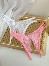 Custom Name Crystal Letter Briefs Sexy Lace Crotchless Knickers Hollow Waist Panties Open Gear Underpants Girlfriend Wife Gift