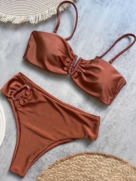 Bandeau Bikini Push Up Women Swimsuits 2025 Sexy Female Swimwear Brazilian Bikini Set Thong Biquini Swim Suits Solid Beachwear