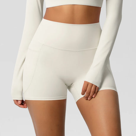 Solid Color Yoga Pants With Pockets Quick Drying High Waisted Gym Push Up Yoga Shorts for Woman Breathable Workout Fitness Short