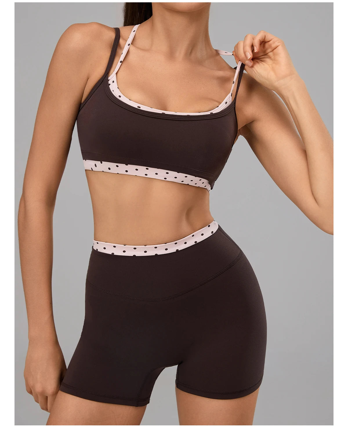Hearuisavy 2Pcs Fitness Set Women Polka Dot Cross Back Sports Bra High Waisted Push Up Shorts Gym Quick Dry Workout Yoga Suit