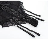 European and American Sexy See-through Dress Mesh Lace Garter Side One-Piece Underwear Women's Sexy Tight Jumpsuit Two-Piece Set