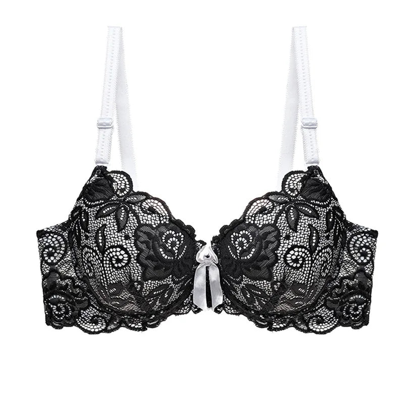 Sexy Lace Push Up Bra for Women - Underwire Demi Cup Lingerie - Comfortable Wireless T-Shirt Bras Ultra Thin Breathable Support