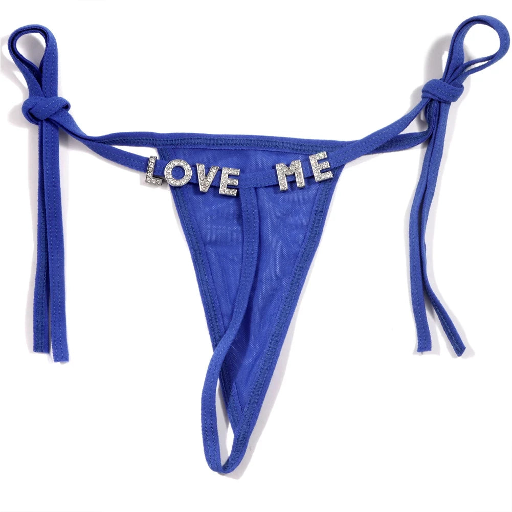 Custom Name Thongs String Panties Women Personality Underwear Bikini Lace Tanga Thong Low Waist Girl Body Jewelry Birthday Gift