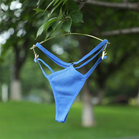 1PCS Women Sexy Cotton Panties Two Belts Hollow Out G-String Thongs Breathable Underwear for Female Solid Color Lingerie S-XL