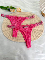 Custom Rhinestone Letter Name Thong Sexy Lace Panties Low-Rise Crystal Letter G-string Personalized Gift Wife Lover Anniversary