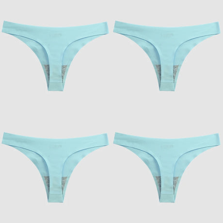 WarmSteps 4PCS/Set Sexy Women Panties Silk Satin Female Thongs Lingerie Soft Cozy Underwear Hot G-Strings Seamless Sports T-Back