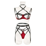 Sexy Lingerie Set for Women Hollow Out Open‑cup Underwire Bra Garter Belt Multi‑piece Bondage Lingerie Kit