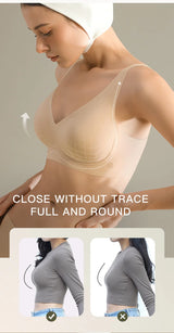 SUJIIN Sexy Seamless Wireless Bras for Women Push Up Padded Soft Support Invisible Lift V Neck Bralette Smooth Bra Female MX208