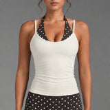 Women Color Block Sleeveless Tank Top Quick Dry Fake Two Piece Sports Bra Running Gym Pilates Yoga Workout Top
