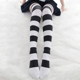 Lolita Over Knee Socks Pink Strip Kawaii Cat Paw Print Stockings Lolita Gothic Velvet Over The Knee Thigh High JK Long Stockings