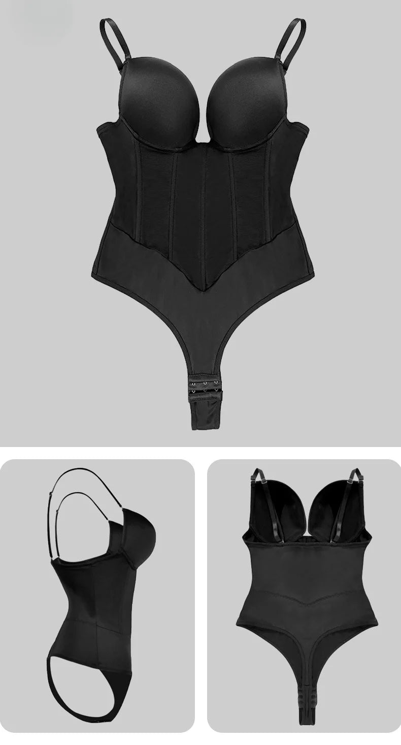 Sleeveless Halter Bodyshaper Bodysuits Women Sexy Bones Waist Trainer Corsets Backless Shapewear Slim Underwear Outfit Jumpsuits