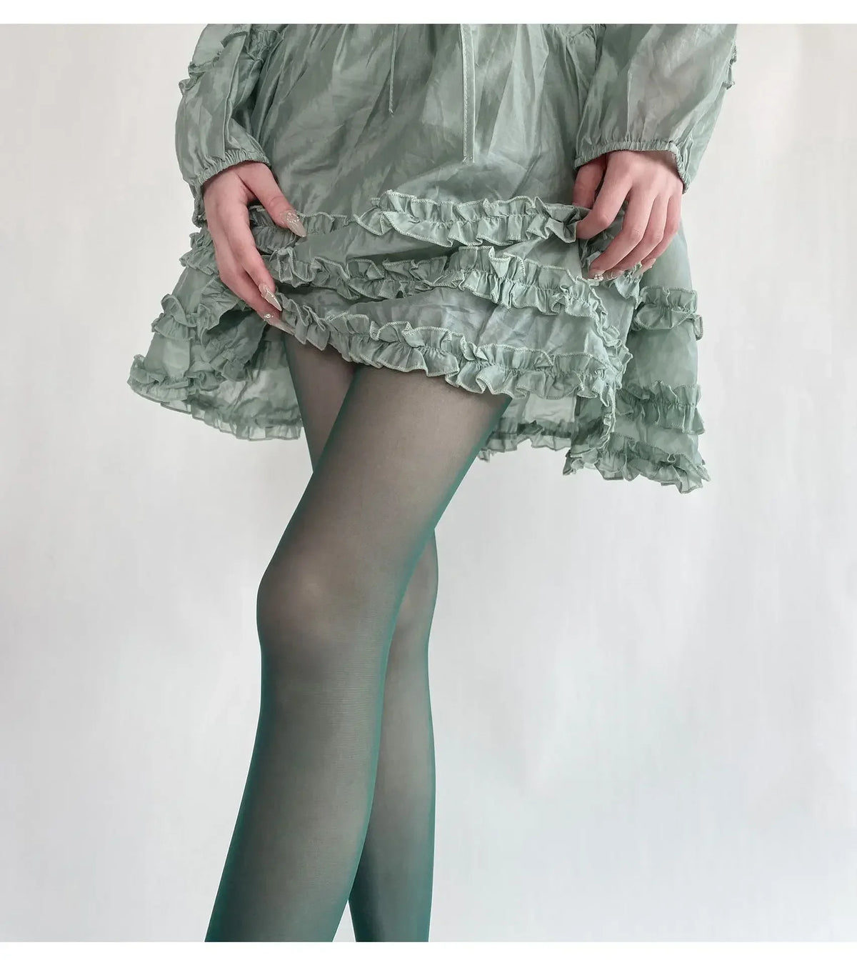 Blue Green Ultra-thin Nylon Thigh High Stockings Pantyhoses Women Sexy Women Tights Velvet Sexy Lingeries Hosiery Body Stockings