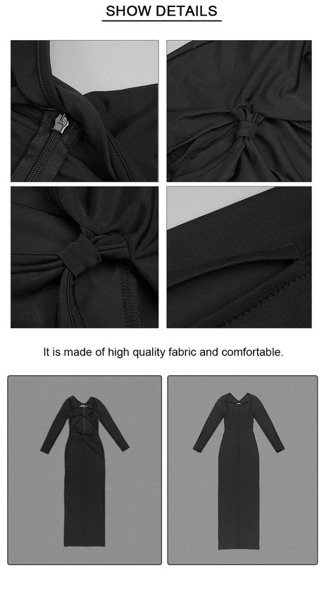 VC 2026 New Sexy Cutout Dresses For Women Sexy Hollow Out Design Long Sleeves Black Gowns Special Events
