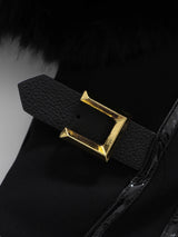 TWOTWINSTYLE Black Slimming Spliced Zipper Jackets for Women Lapel Long Sleeves Tunic Patchwork Fur Fashion Jacket Female New