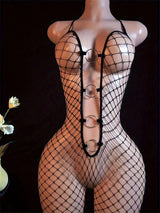 Erotic Crotchless Lingerie Mesh Hollow Bodysuits Underwear Female Teddies Bodysuit,Sexy Fishnet Bodystockings For Women