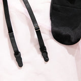 Women's 4-Piece Sheer Lace Lingerie Set Crisscross Strap Bra Garter Belt Long Socks Seductive Intimate Underwear
