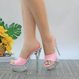 Women Bold Transparent Platform Heels – Statement Sandals