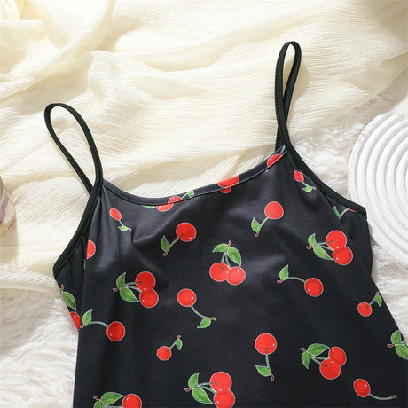 New Women's Silk Satin Print Nightwear Home Clothes Sexy Sleeveless Ruffled Hem Sleep Dress Female Comfortable Nightgown Clothes