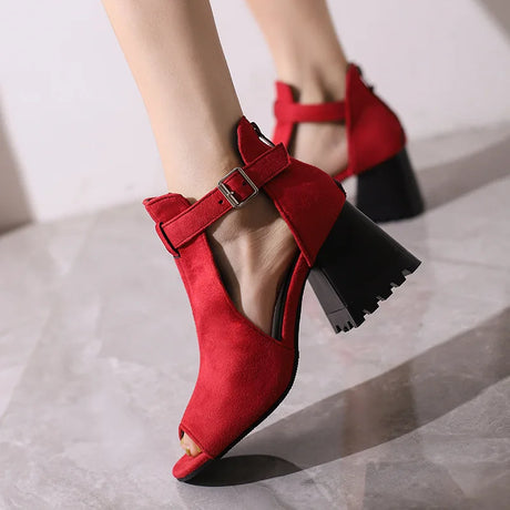 Summer Women's Fashion Peep Toe Thick Heel Sandals High-heeled Shoes for Woman Denim Leopard Print Sandalias de Mujer WSH5343