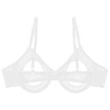 Women's Sheer Mesh Hollow Out Open Nipples Underwired Bra Tops  Push Up Unlined Bralette Bra Sexy Brassiere Balconette Underwear