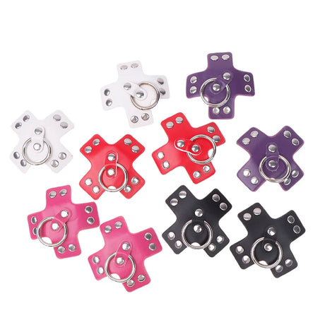 Women 1Pair Sexy Leather Cross Nipple Cover Reusable Breast Stickers Self Adhesive Nipple Pasties Nipple Covers Bra AccessoriesW