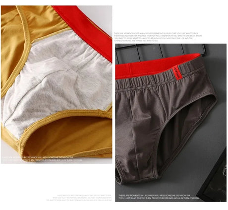 1/3 PCS Solid Cotton Briefs Men's Convex Pouch Panties Youth Fasion Low Rise Breathable Men's Comfortable Underwear Solid Color