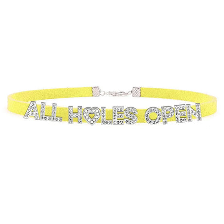 Sexy Bad Words All Holes Open Letters Choker Necklace Women Men Suggestive Adult Chocker Collar Cosplay Custom Jewelry Gift