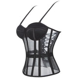 WSHKING Overbust Corset With Bra Korset Woman Strapless Bustier Top Mesh Women Lingerie Black White Sexy Lingerie