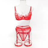 Women's Red Lace Lingerie Set with Underwire Bra High Waist Garter Belt Thong and Thigh Straps Romantic Bedroom Outfit Set 2026