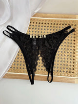 Custom Name Crystal Letter Briefs Sexy Lace Crotchless Knickers Hollow Waist Panties Open Gear Underpants Girlfriend Wife Gift