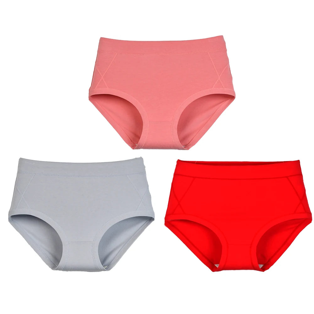 3Pcs Women's Cotton High Waist Panties Underwear Female Large Intimate Lingerie Briefs Woman Underpants Panty Panti New 2025